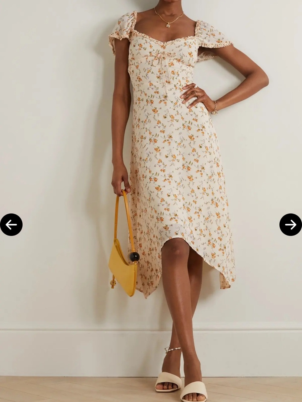 Reformation Maebry Ruffled Floral-Print Georgette Midi Dress